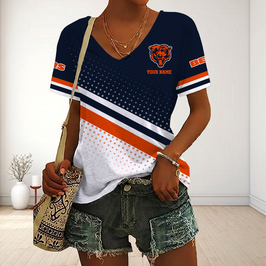 LIMITED EDITION - NEW CUSTOMIZED NFL26 CCB CHICAGO BEARS V-NECK FEMALE SHIRT