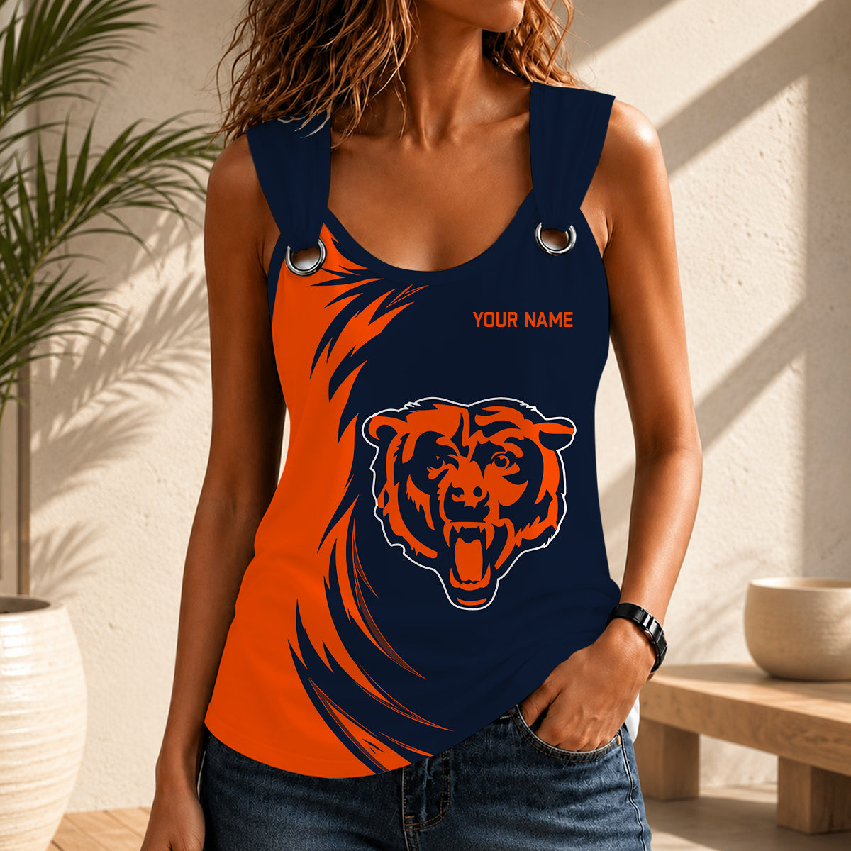 LIMITED EDITION - NEW CUSTOMIZED NFL26 CCB CHICAGO BEARS O-RING SHOULDER TANK TOP