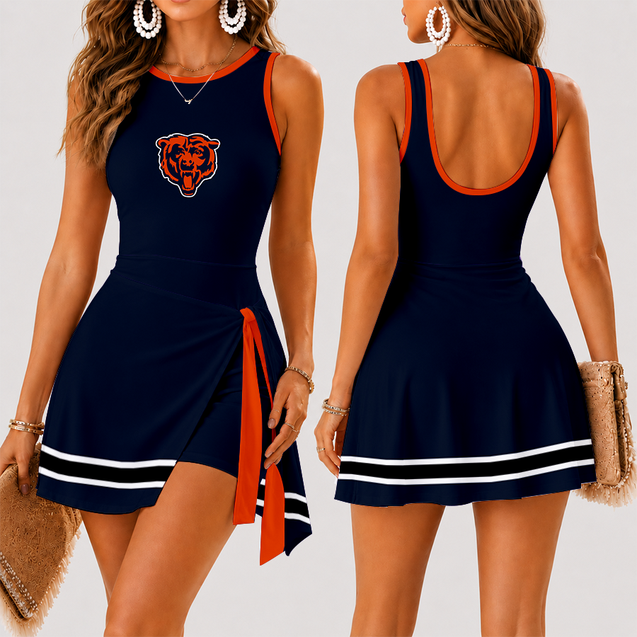 [SPECIAL OFFER] NEW CUSTOMIZED NFL26 CCB CHICAGO BEARS WOMEN'S SUMMER SKORT DRESS