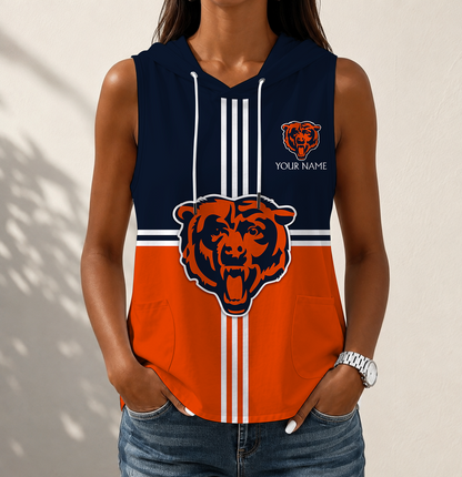 LIMITED EDITION - NEW CUSTOMIZED NFL26 CCB CHICAGO BEARS WOMEN'S SLEEVELESS HOODED POCKET TANK TOP