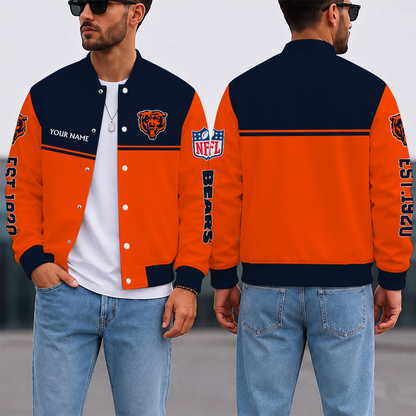 LIMITED EDITION - NEW CUSTOMIZED NFL26 CCB CHICAGO BEARS SATIN VARSITY & BASEBALL JACKET