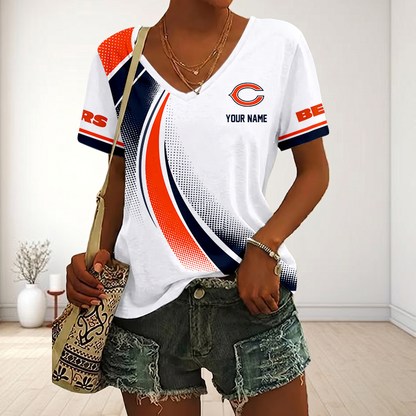 LIMITED EDITION - NEW CUSTOMIZED NFL26 CCB CHICAGO BEARS V-NECK FEMALE SHIRT