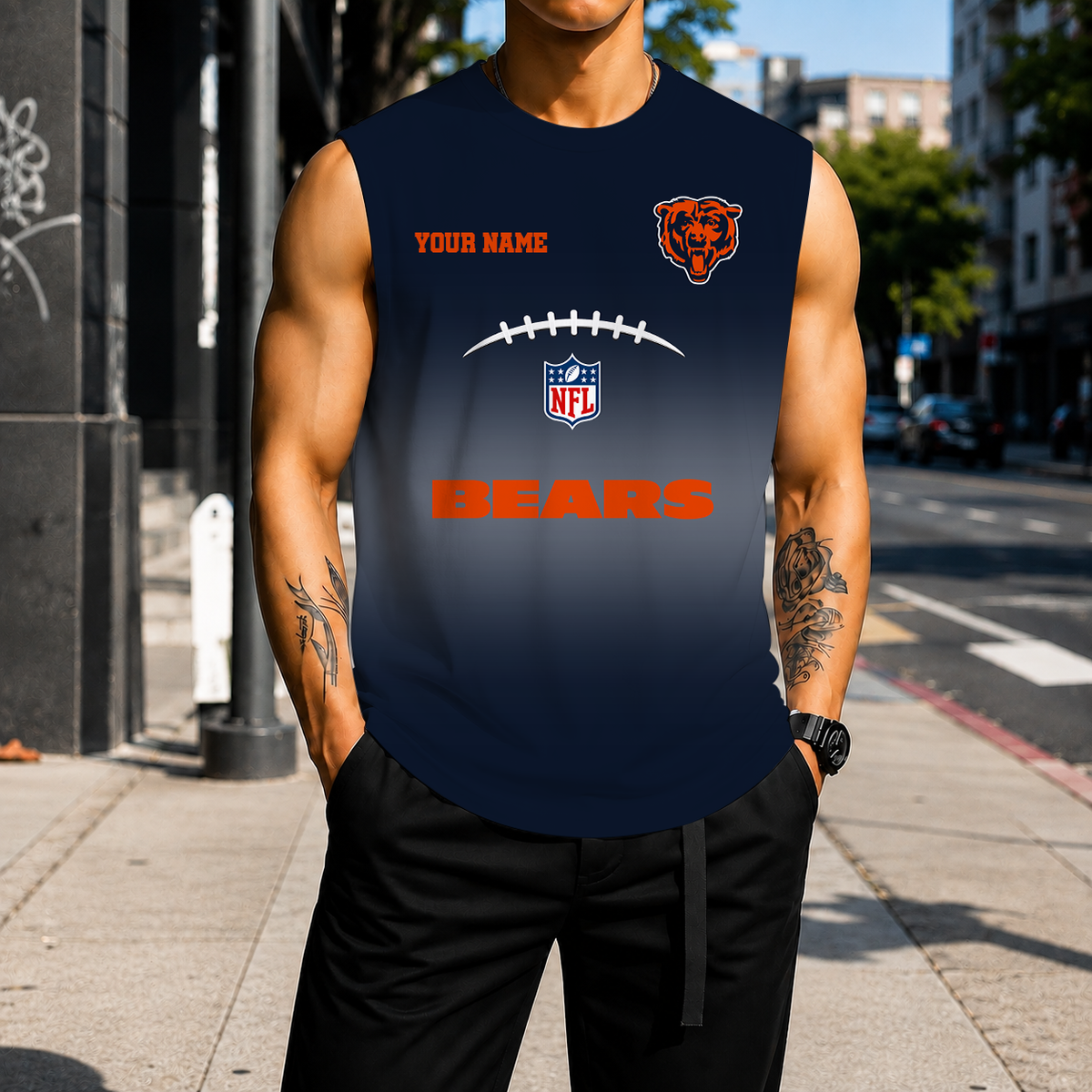 LIMITED EDITION - NEW CUSTOMIZED NFL26 CCB CHICAGO BEARS MEN'S GYM SHIRT