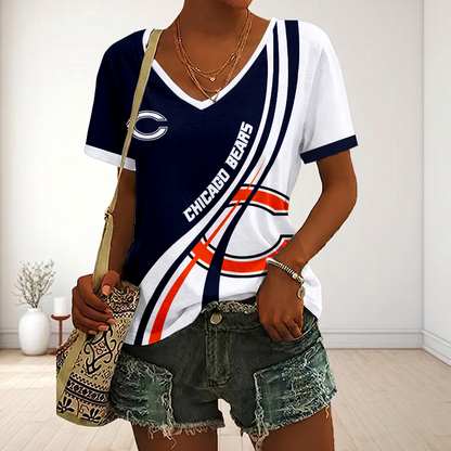 SPECIAL EDITION - NEW CUSTOMIZED NFL26 CCB CHICAGO BEARS V-NECK FEMALE SHIRT