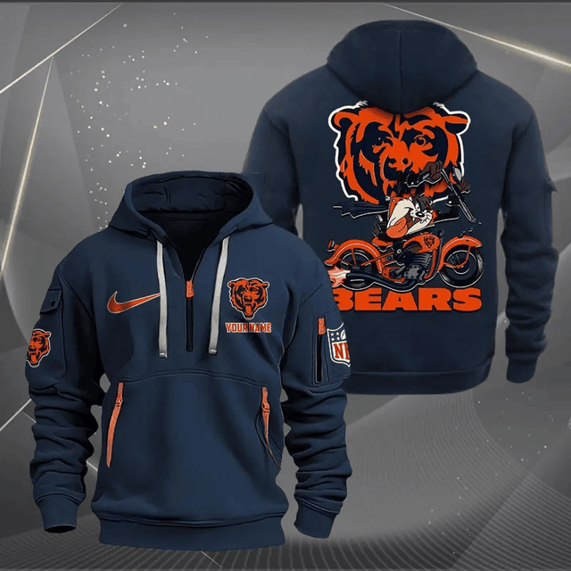 [SPECIAL OFFER] NEW CUSTOMIZED NFL26 CCB CHICAGO BEARS MUTICOLOR QUARTER ZIP HOODIE
