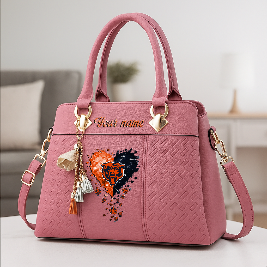 LIMITED EDITION - NEW CUSTOMIZED NFL26 CCB CHICAGO BEARS ZIP HANDBAG MULTICOLOR