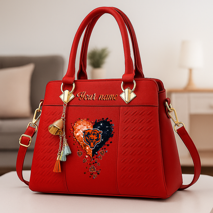 LIMITED EDITION - NEW CUSTOMIZED NFL26 CCB CHICAGO BEARS ZIP HANDBAG MULTICOLOR