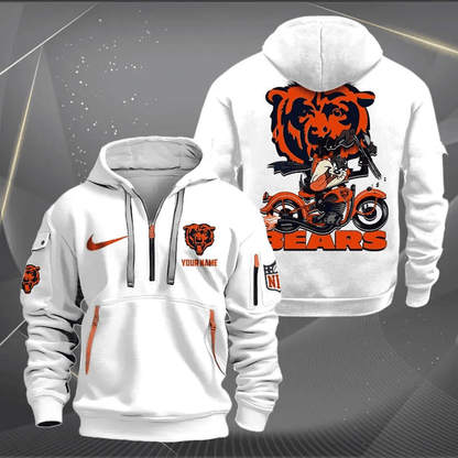 [SPECIAL OFFER] NEW CUSTOMIZED NFL26 CCB CHICAGO BEARS MUTICOLOR QUARTER ZIP HOODIE