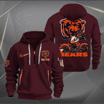 [SPECIAL OFFER] NEW CUSTOMIZED NFL26 CCB CHICAGO BEARS MUTICOLOR QUARTER ZIP HOODIE