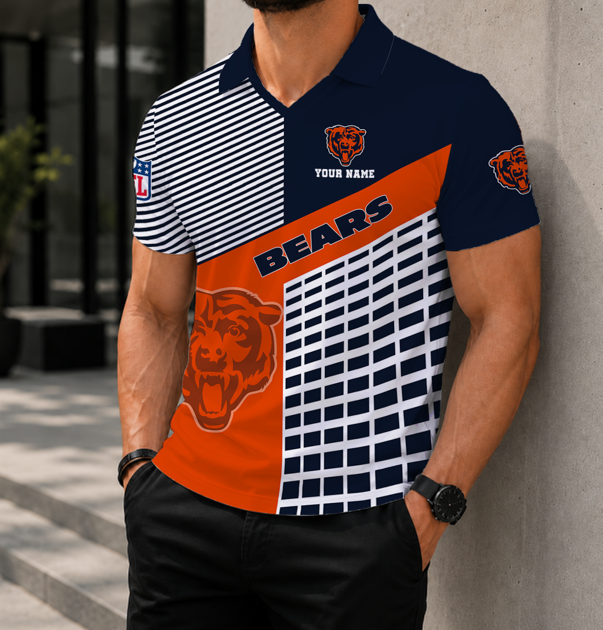 LIMITED EDITION - NEW CUSTOMIZED NFL26 CCB CHICAGO BEARS POLO SHIRT
