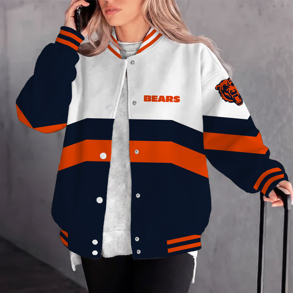 [SPECIAL OFFER] NEW CUSTOMIZED NFL26 CCB CHICAGO BEARS SATIN VARSITY & BASEBALL JACKET