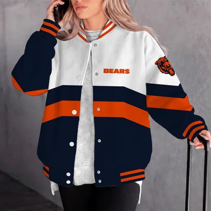 [SPECIAL OFFER] NEW CUSTOMIZED NFL26 CCB CHICAGO BEARS SATIN VARSITY & BASEBALL JACKET