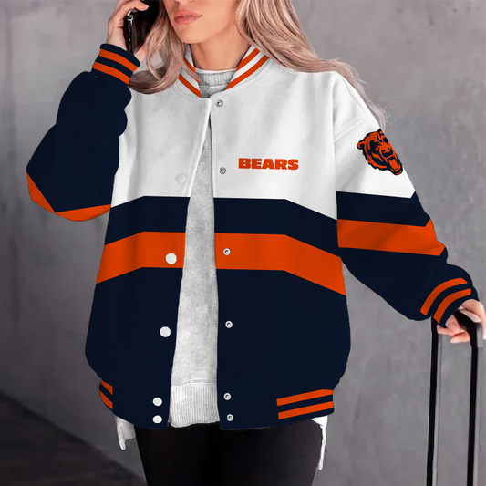 [SPECIAL OFFER] NEW CUSTOMIZED NFL26 CCB CHICAGO BEARS SATIN VARSITY & BASEBALL JACKET