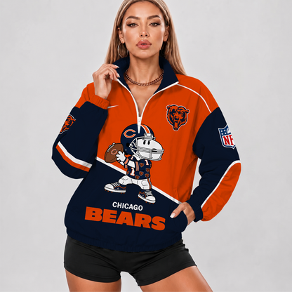 [SPECIAL OFFER] NEW CUSTOMIZED NFL26 CCB CHICAGO BEARS V-NECK ZIPPER SWEATSHIRT JACKET