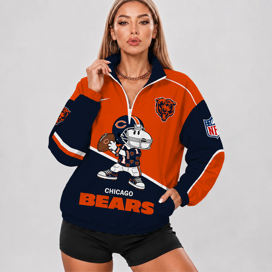 [SPECIAL OFFER] NEW CUSTOMIZED NFL26 CCB CHICAGO BEARS V-NECK ZIPPER SWEATSHIRT JACKET