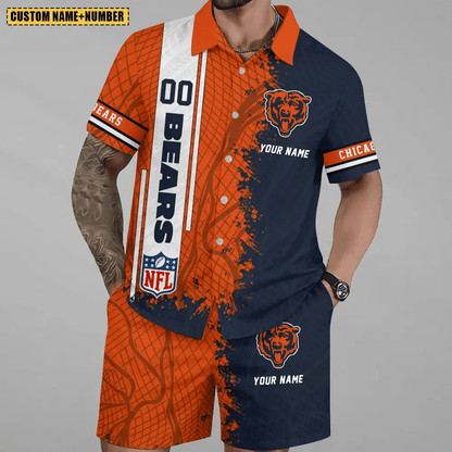 LIMITED RUN - NEW CUSTOMIZED NFL26 CCB CHICAGO BEARS UNISEX HAWAIIAN SHIRT & SHORTS SET