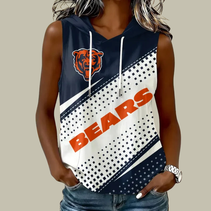 [SPECIAL OFFER] NEW CUSTOMIZED NFL26 CCB CHICAGO BEARS WOMEN'S SLEEVELESS HOODED POCKET TANK TOP