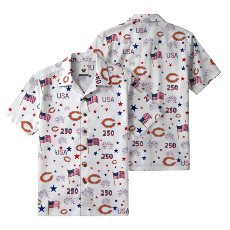 LIMITED EDITION - NEW CUSTOMIZED NFL26 CCB CHICAGO BEARS PATRIOTIC 250 USA HAWAIIAN SHIRT