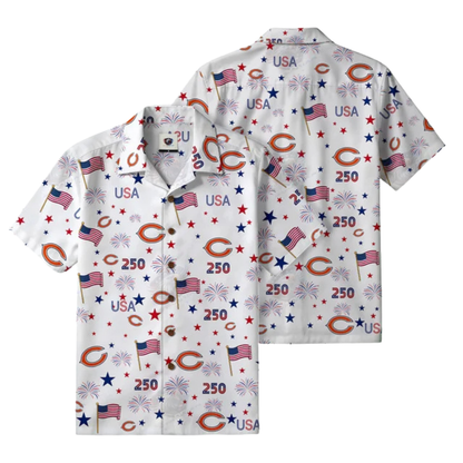LIMITED EDITION - NEW CUSTOMIZED NFL26 CCB CHICAGO BEARS PATRIOTIC 250 USA HAWAIIAN SHIRT
