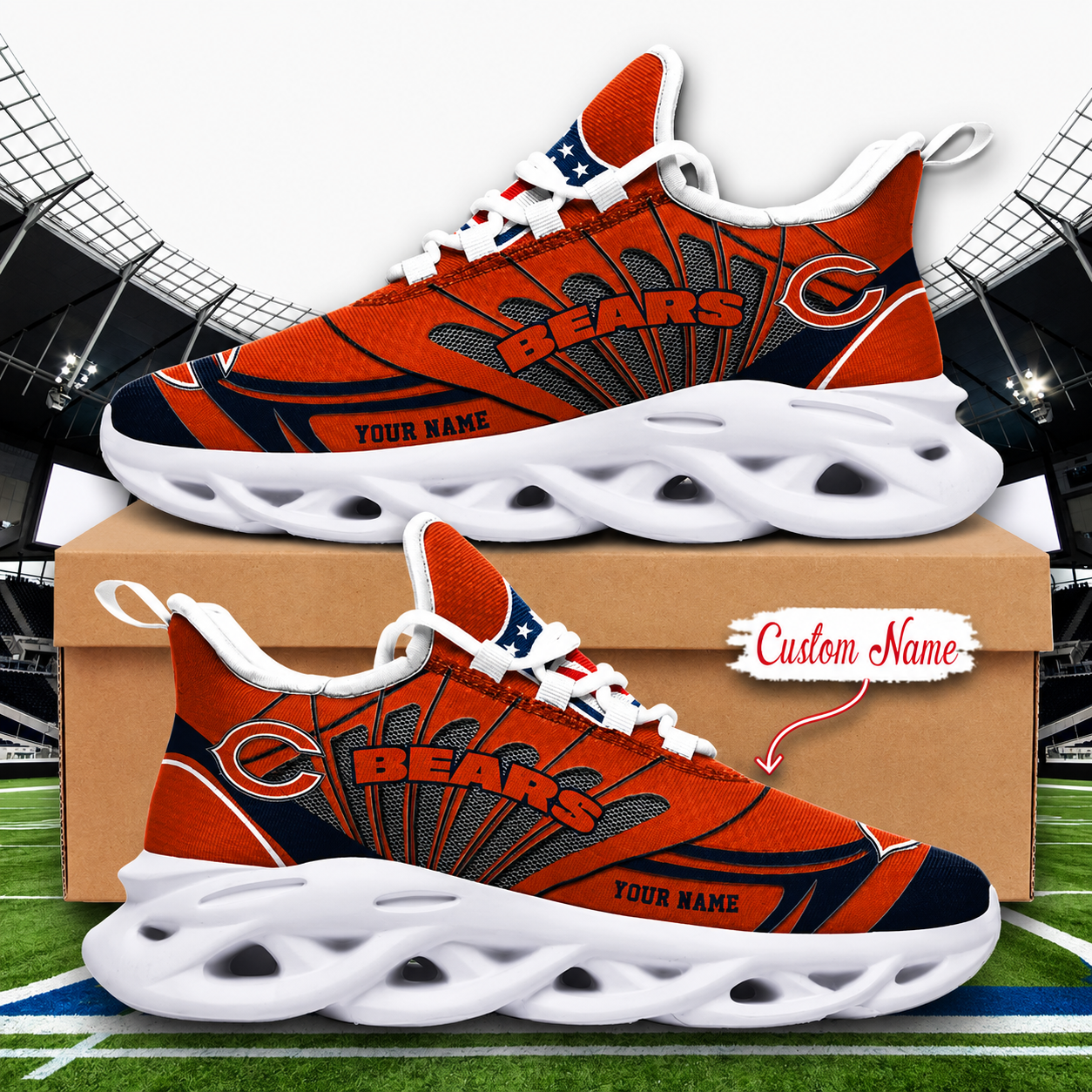 LIMITED EDITION - NEW CUSTOMIZED NFL26 CCB CHICAGO BEARS UNISEX CLUNKY SNEAKERS