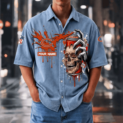 [SPECIAL OFFER] NEW CUSTOMIZED NFL26 CCB CHICAGO BEARS SEERSUCKER BUTTON SHIRT