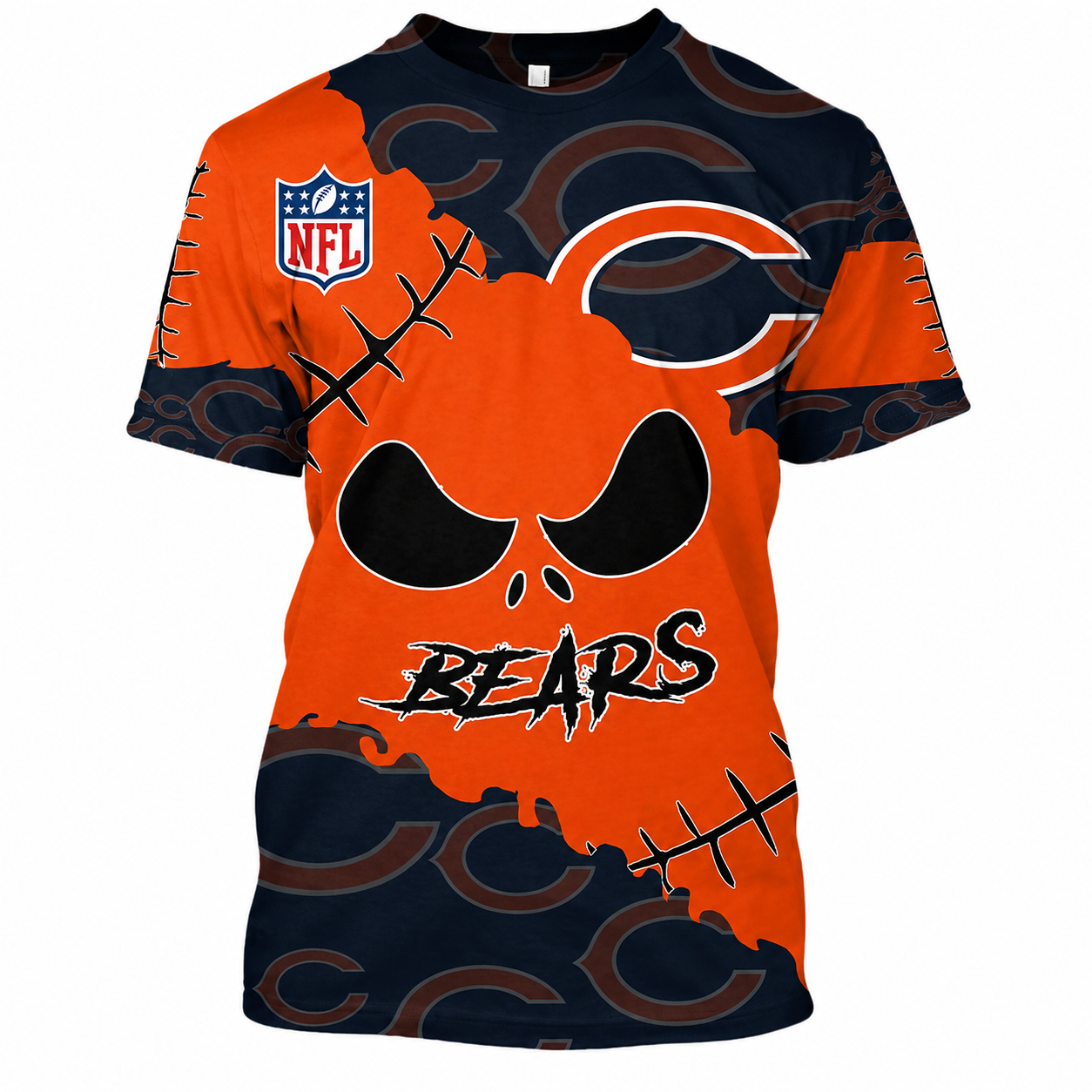LIMITED EDITION - NEW CUSTOMIZED NFL26 CCB CHICAGO BEARS HALLOWEEN SKULL APPAREL FOR FANS