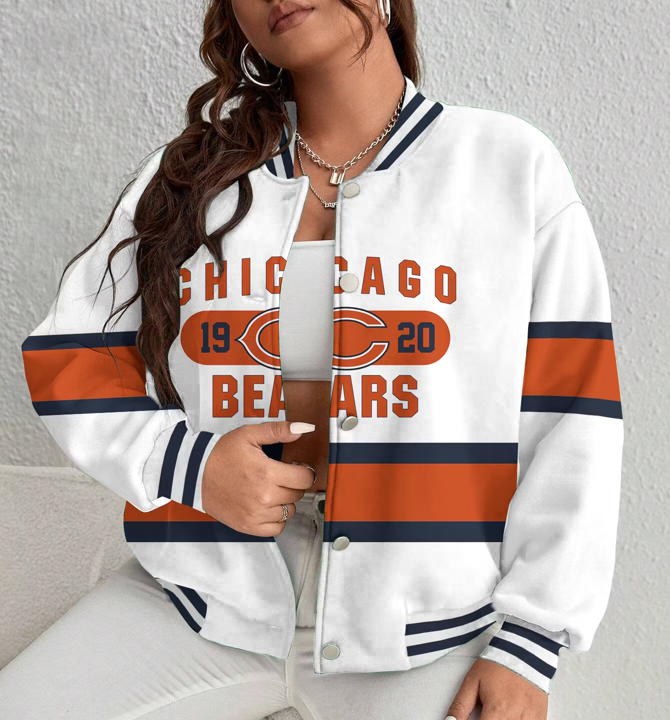 LIMITED EDITION - NEW CUSTOMIZED NFL26 CCB CHICAGO BEARS SATIN VARSITY & BASEBALL JACKET