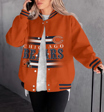 LIMITED EDITION - NEW CUSTOMIZED NFL26 CCB CHICAGO BEARS SATIN VARSITY & BASEBALL JACKET
