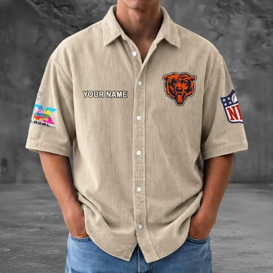LIMITED EDITION - NEW CUSTOMIZED NFL26 CCB CHICAGO BEARS SEERSUCKER BUTTON SHIRT