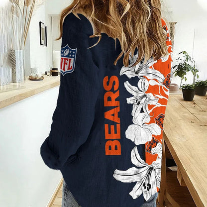[SPECIAL OFFER] NEW CUSTOMIZED NFL26 CCB CHICAGO BEARS WOMEN CASUAL SHIRT FOR FAN