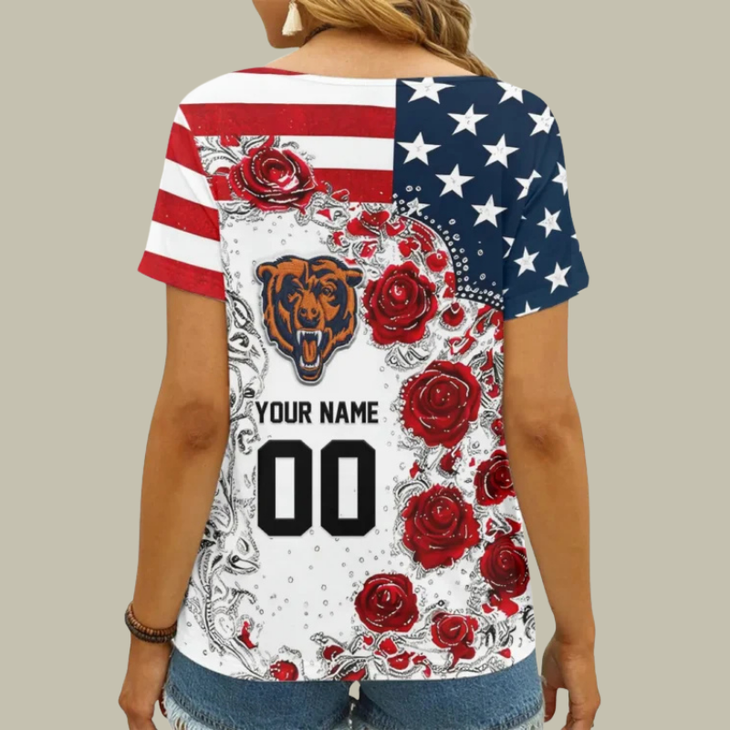 [SPECIAL OFFER] NEW CUSTOMIZED NFL26 CCB CHICAGO BEARS V-NECK FEMALE SHIRT