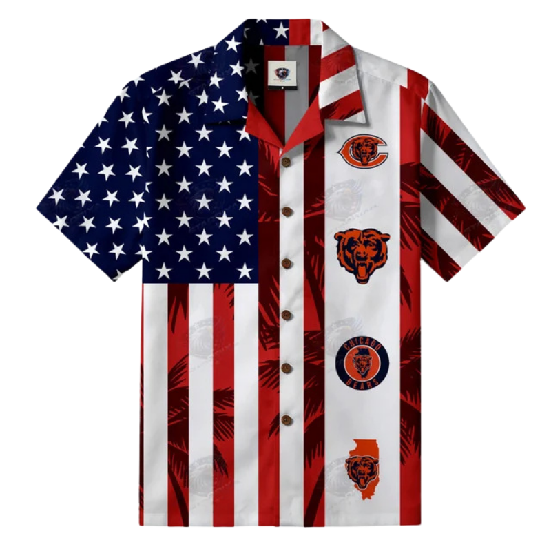 LIMITED EDITION - NEW CUSTOMIZED NFL26 CCB CHICAGO BEARS PATRIOTIC 250 USA HAWAIIAN SHIRT