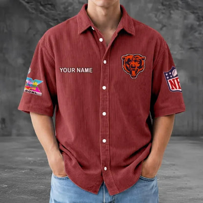 LIMITED EDITION - NEW CUSTOMIZED NFL26 CCB CHICAGO BEARS SEERSUCKER BUTTON SHIRT
