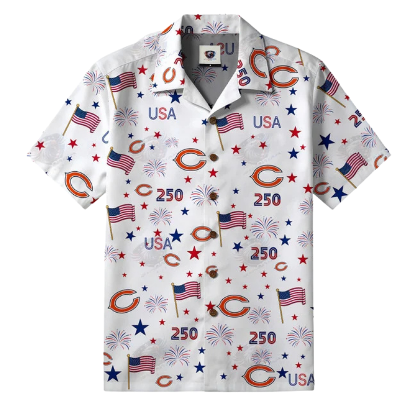 LIMITED EDITION - NEW CUSTOMIZED NFL26 CCB CHICAGO BEARS PATRIOTIC 250 USA HAWAIIAN SHIRT