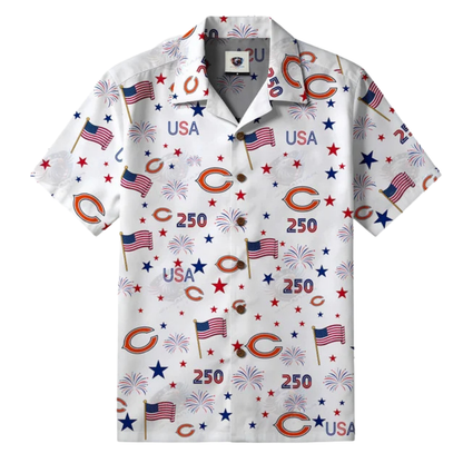 LIMITED EDITION - NEW CUSTOMIZED NFL26 CCB CHICAGO BEARS PATRIOTIC 250 USA HAWAIIAN SHIRT
