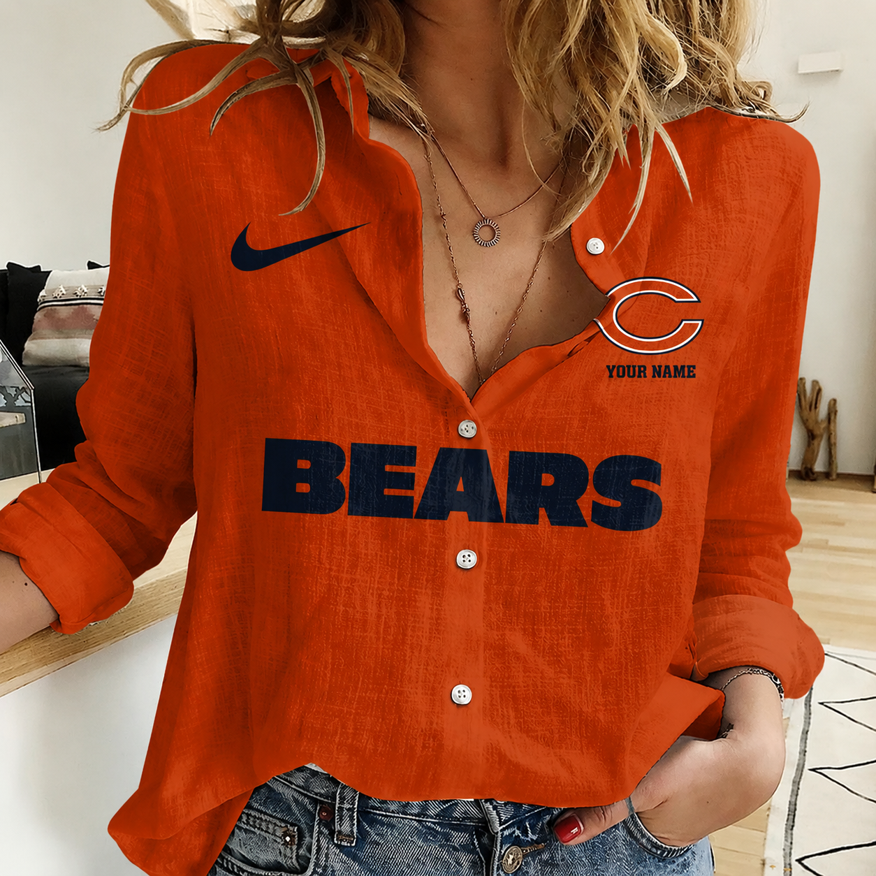 LIMITED EDITION - NEW CUSTOMIZED NFL26 CCB CHICAGO BEARS WOMEN CASUAL SHIRT