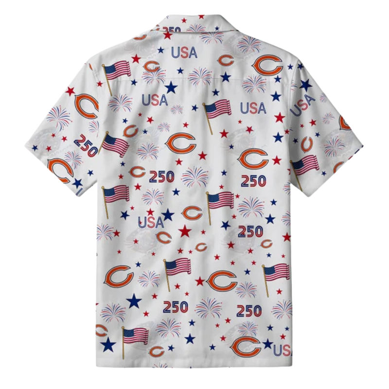 LIMITED EDITION - NEW CUSTOMIZED NFL26 CCB CHICAGO BEARS PATRIOTIC 250 USA HAWAIIAN SHIRT