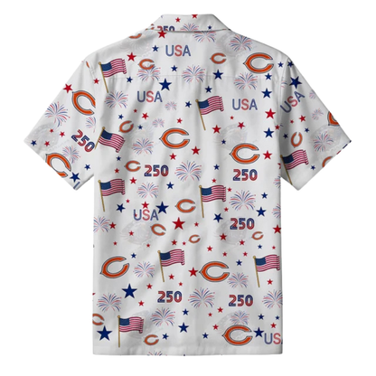 LIMITED EDITION - NEW CUSTOMIZED NFL26 CCB CHICAGO BEARS PATRIOTIC 250 USA HAWAIIAN SHIRT