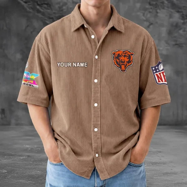 LIMITED EDITION - NEW CUSTOMIZED NFL26 CCB CHICAGO BEARS SEERSUCKER BUTTON SHIRT