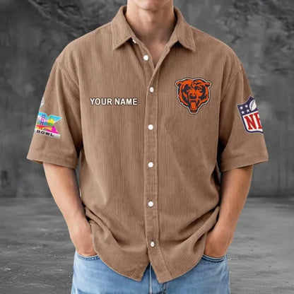 LIMITED EDITION - NEW CUSTOMIZED NFL26 CCB CHICAGO BEARS SEERSUCKER BUTTON SHIRT