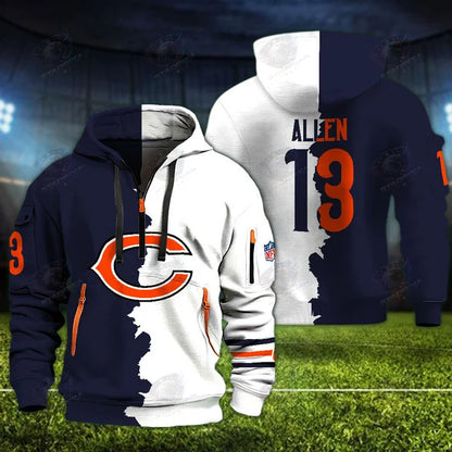 [SPECIAL OFFER] NEW CUSTOMIZED NFL26 CCB CHICAGO BEARS QUARTER ZIP HOODIE