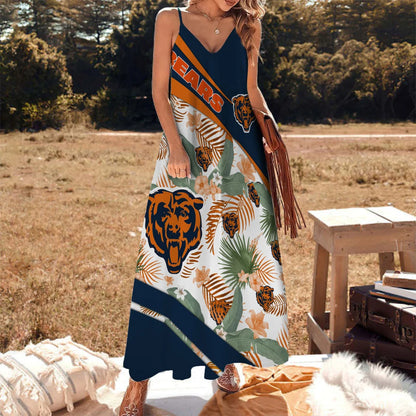 LIMITED RUN - NEW CUSTOMED NFL26 CCB CH BEARS HAWAIIAN LONG DRESS