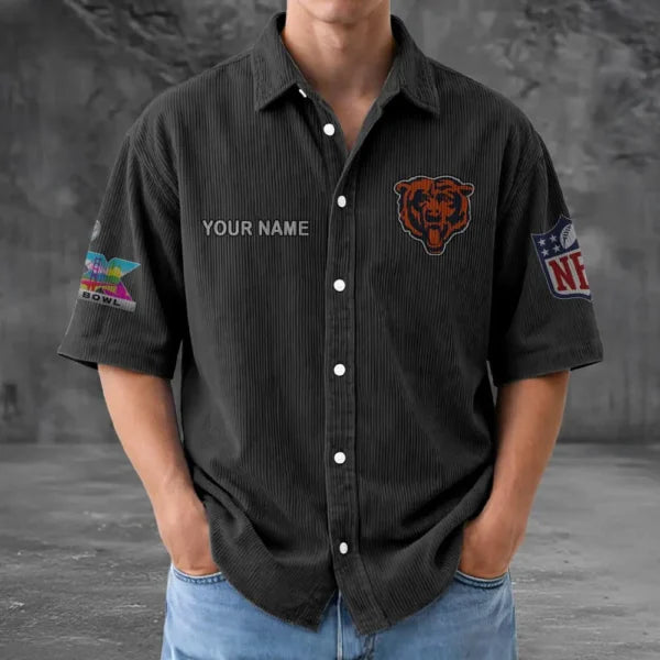 LIMITED EDITION - NEW CUSTOMIZED NFL26 CCB CHICAGO BEARS SEERSUCKER BUTTON SHIRT