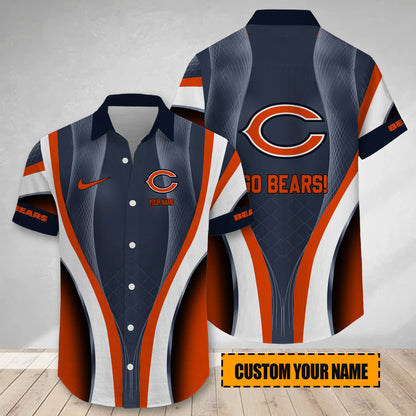 LIMITED EDITION - NEW CUSTOMIZED NFL26 CCB CHICAGO BEARS SHORT SLEEVE BUTTON-UP SHIRT
