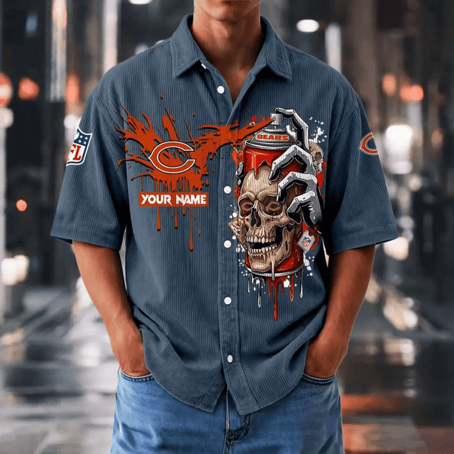 [SPECIAL OFFER] NEW CUSTOMIZED NFL26 CCB CHICAGO BEARS SEERSUCKER BUTTON SHIRT