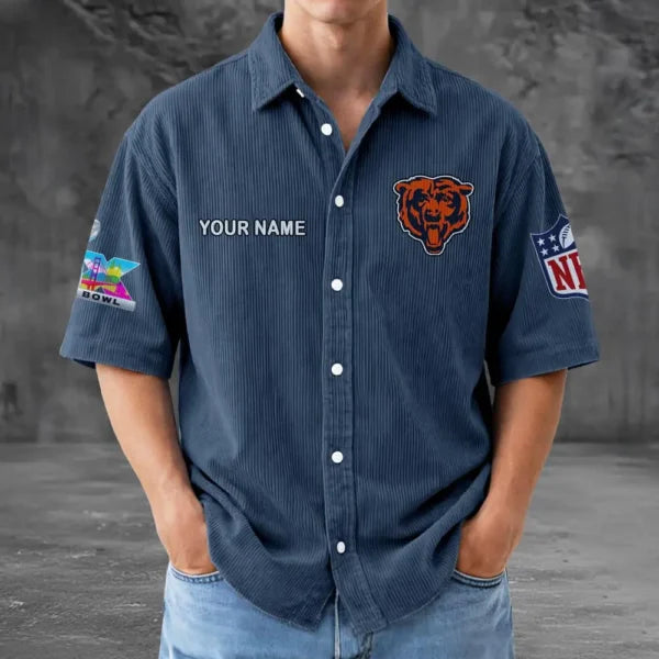 LIMITED EDITION - NEW CUSTOMIZED NFL26 CCB CHICAGO BEARS SEERSUCKER BUTTON SHIRT
