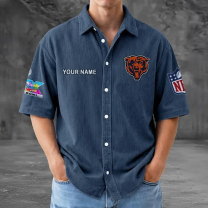 LIMITED EDITION - NEW CUSTOMIZED NFL26 CCB CHICAGO BEARS SEERSUCKER BUTTON SHIRT