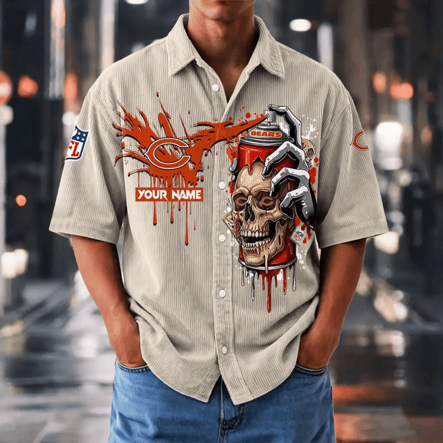 [SPECIAL OFFER] NEW CUSTOMIZED NFL26 CCB CHICAGO BEARS SEERSUCKER BUTTON SHIRT