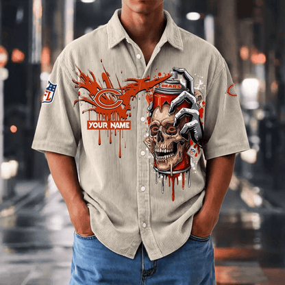 [SPECIAL OFFER] NEW CUSTOMIZED NFL26 CCB CHICAGO BEARS SEERSUCKER BUTTON SHIRT