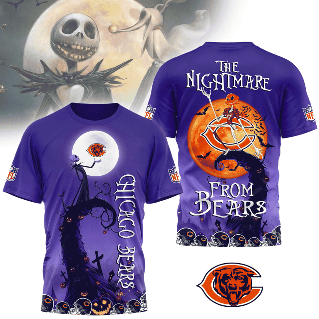 [SPECIAL OFFER] NEW CUSTOMIZED NFL26 CCB CHICAGO BEARS HALLOWEEN THE NIGHTMARE APPAREL